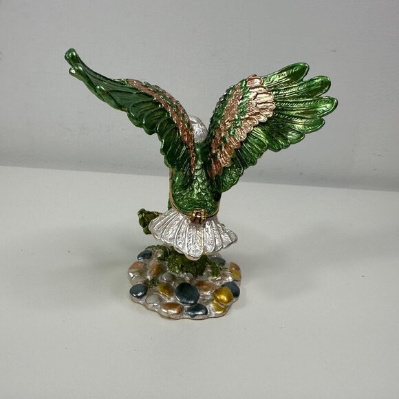 Millwood Pines Austrian Crystal Enamelled American Bauld Eagle Trinket Box - Picture 8 of 13